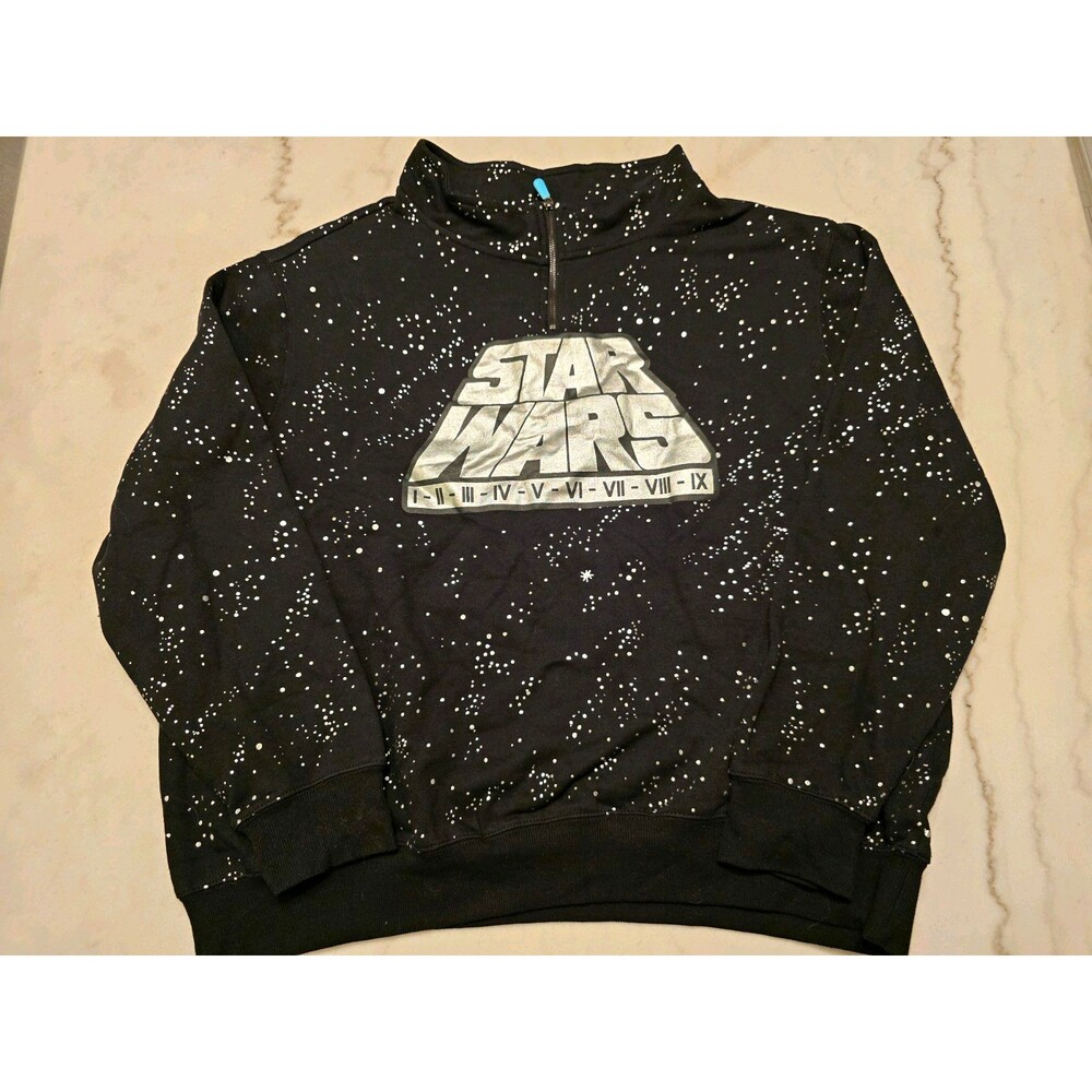 Disney park Star Wars I-IX womens 1X Quarter Zip Fleece Sweatshirt Graphic Print